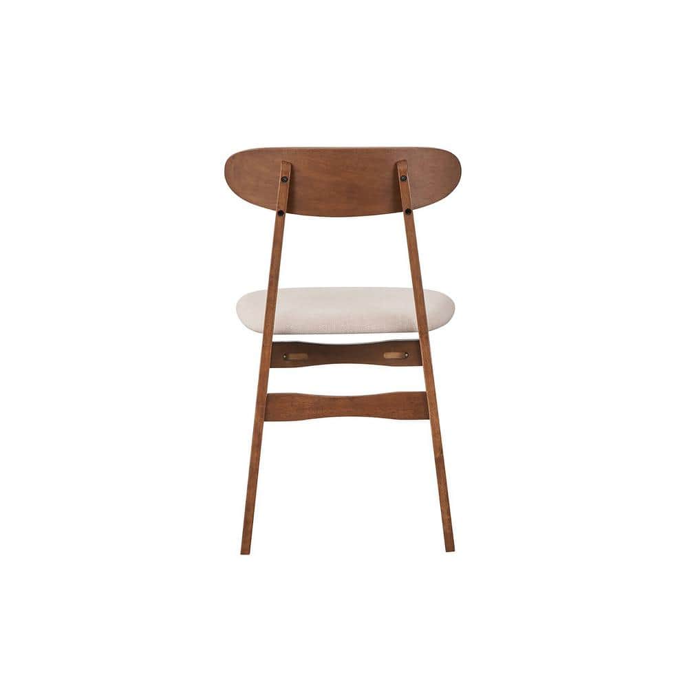 Natural Walnut Upholstered Mid-Century Modern Side Chairs (Set of 4)