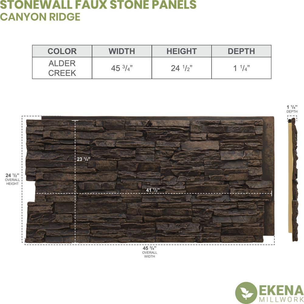 Alder Creek Faux Stone 48" x 24" Wall Panel