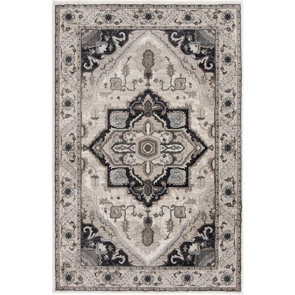 PRIVATE BRAND UNBRANDED Bazaar Milia Whitecap 8 ft. x 10 ft. Medallion Polypropylene Area Rug