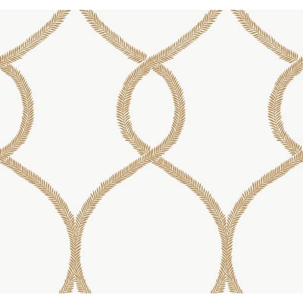 York Wallcoverings Ronald Redding Gold Laurel Leaf Ogee Paper Unpasted Matte Wallpaper (27 in. x 27 ft.)
