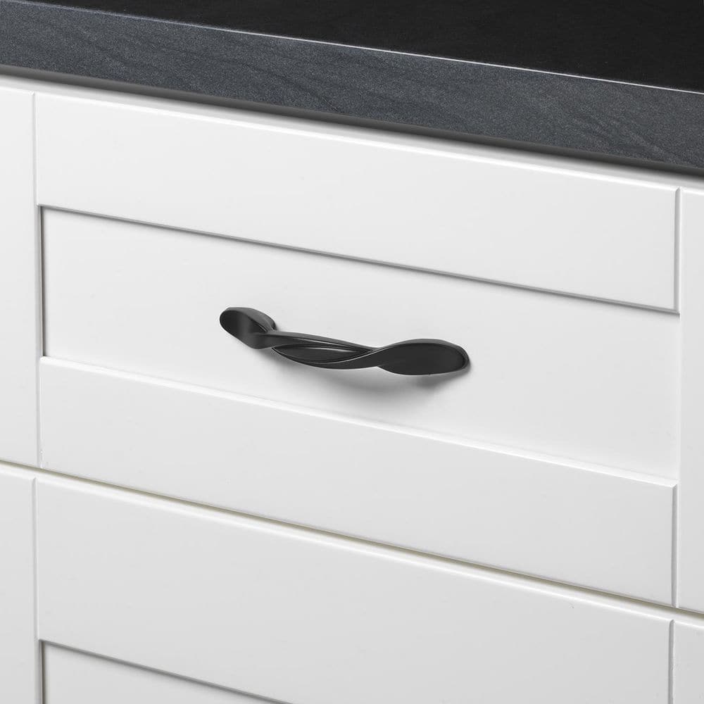 Matte Black Arch Cabinet Pull with Mounting Hardware
