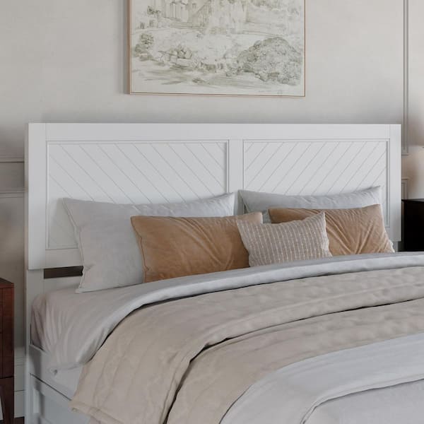 AFI Canyon Cottage Cabin V Chevron Design White Solid Wood King Size Headboard