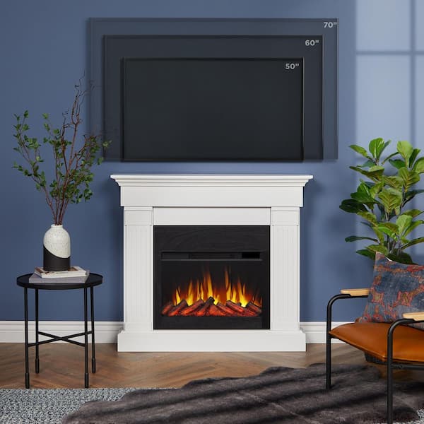 Real Flame Crawford 47 in. Slim-Line Electric Fireplace in White