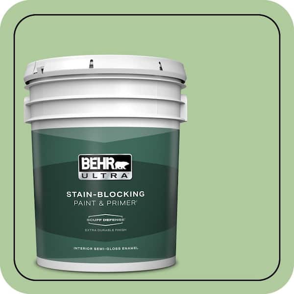 BEHR ULTRA 5 gal. #440D-4 Desert Cactus Extra Durable Semi-Gloss Enamel Interior Paint & Primer