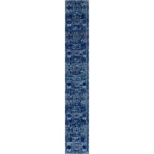 Bromley Wells Navy Blue 2 ft. x 13 ft. 1 in. Area Rug