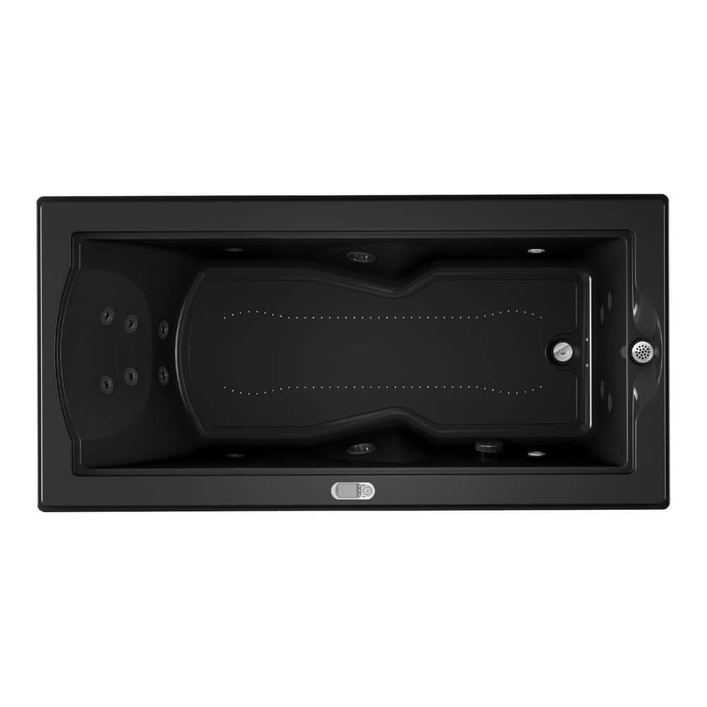 FUZION SALON SPA 70.7 in. x 35.4 in. Rectangular Combination Bathtub with Right Drain in Black price history on PriceWatchPro