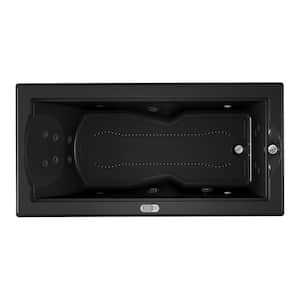 FUZION SALON SPA 70.7 in. x 35.4 in. Rectangular Combination Bathtub with Right Drain in Black