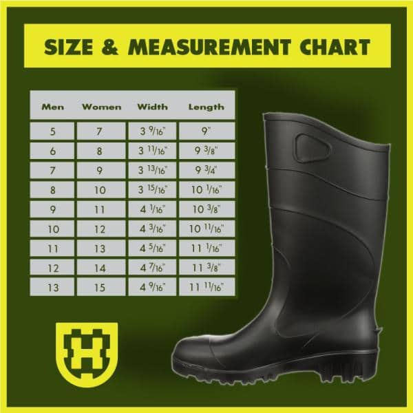 Heartland Men's 15 in. All-Purpose PVC Rubber Boot- Black Size 9