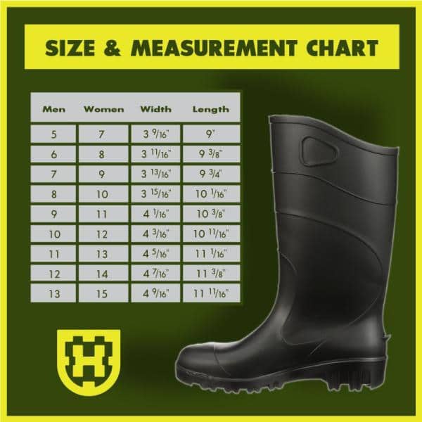 Heartland Men's 15 in. All-Purpose PVC Rubber Boot- Black Size 11 70458-11  - The Home Depot