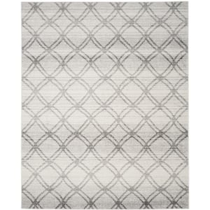 Adirondack Silver/Charcoal 9 ft. x 12 ft. Geometric Distressed Area Rug