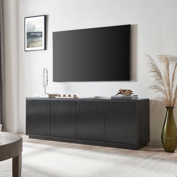 スーパーホッピーマン　BLACK DESIGN 合舎DIY プレート2枚付 Meyer&Cross Hanson Rectangular Black Grain TV Stand for TV's Up To