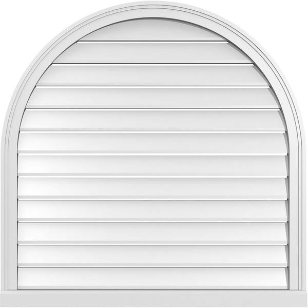Ekena Millwork 38 in. x 38 in. Round Top White PVC Paintable Gable Louver Vent Functional