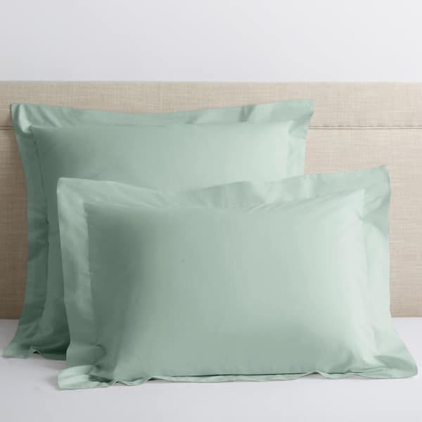 The Company Store Company Cotton Sea Mist Solid 300-Thread Count Cotton Percale Standard Sham