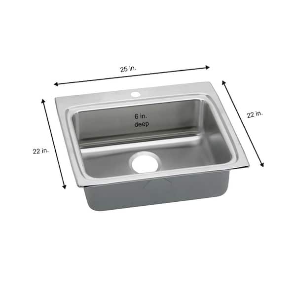 Lustertone 25 in. Drop-in Single Bowl 18-Gauge Stainless Steel Kitchen ADA Sink Only