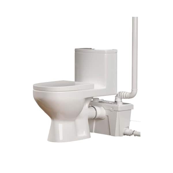 Macerating Toilet System with 500W Pump Dual Flush 1.1/1. 6GPF in White Round Upflush 1-Piece Design for Basement