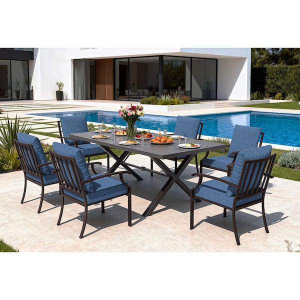 Zerpod 7-Piece Metal Outdoor Dining Set with 6 Dining Chairs, 1.5