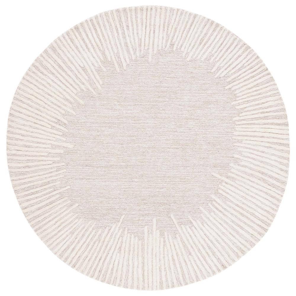 8'X8' Abstract Natural/Ivory Marle Eclectic Round Area Rug