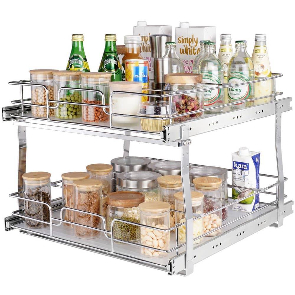 2-Tier Pull-Out Cabinet Organizer 20 x 21.2 x 15.2 in. (W x D x H) Steel Sliding Storage Drawers SlideOut Pantry Shelves price history on PriceWatchPro