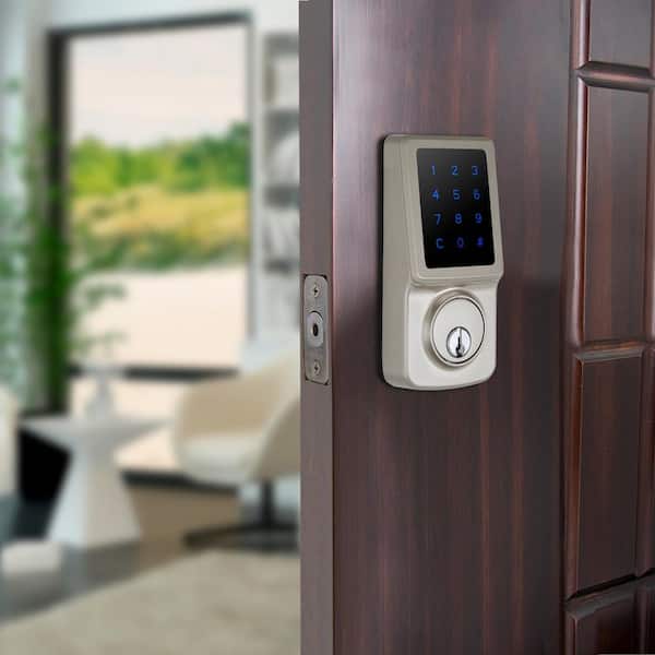 Satin Nickel Single Cylinder Electronic Touchscreen Deadbolt