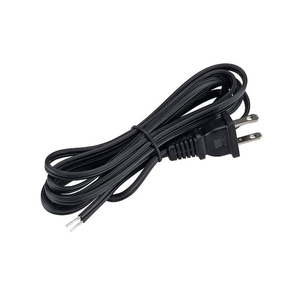 8 ft. SPT-1 Black Cord Set with Polarized Plug and Stripped End Ready for Wiring