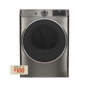 7.8 cu. ft. Smart Front Load Electric Dryer in Satin Nickel with Steam and Sanitize Cycle, ENERGY STAR