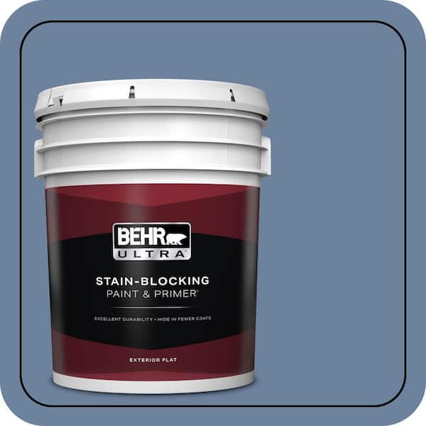 BEHR ULTRA 5 gal. #S530-5 Brisk Blue Flat Exterior Paint & Primer
