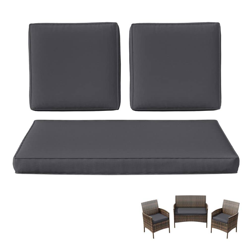 36 in. x 18 in. (3-Piece) Outdoor Patio Replacement Seat Cushions Fit for Loveseat Sofa Lounge Chair Furniture Grey price history on PriceWatchPro