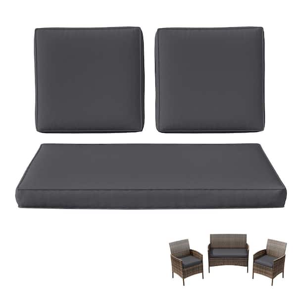 Kimunuk 36 in. x 18 in. (3-Piece) Outdoor Patio Replacement Seat Cushions Fit for Loveseat Sofa Lounge Chair Furniture Grey