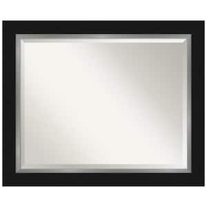 Medium Rectangle Silver BlackSilver Metallic Beveled Glass Modern Mirror (27.25 in. H x 33.25 in. W)