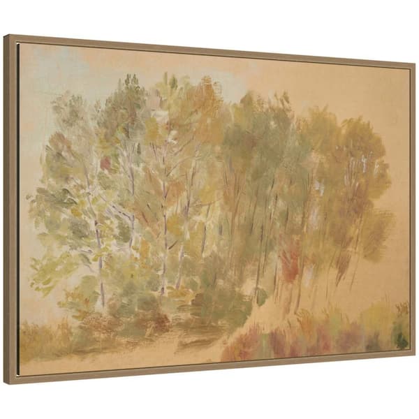 Sylvie "Lakeside Landscape With Waterway" by Nostalgia Prints Landscape Framed Canvas Art Print 23 in. x 33 in.