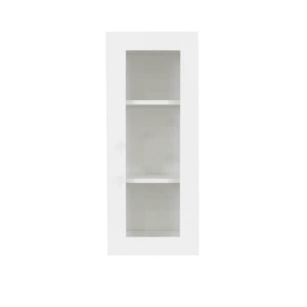 LIFEART CABINETRY Lancaster White Plywood Shaker Stock Assembled Wall Glass Door Kitchen Cabinet 12 in. W 30 in. H x 12 in. D