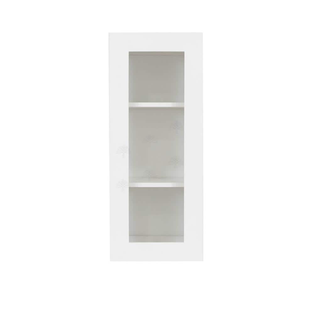 Lancaster White Plywood Shaker Stock Assembled Wall Glass Door Kitchen Cabinet 18 in. W x30 in. H x 12 in. D price history on PriceWatchPro