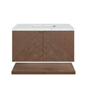 Marcello 36.0 in. W x 23.5 in. D x 37.2 in. H Bathroom Vanity in Chestnut with Ethereal Noctis Quartz Top