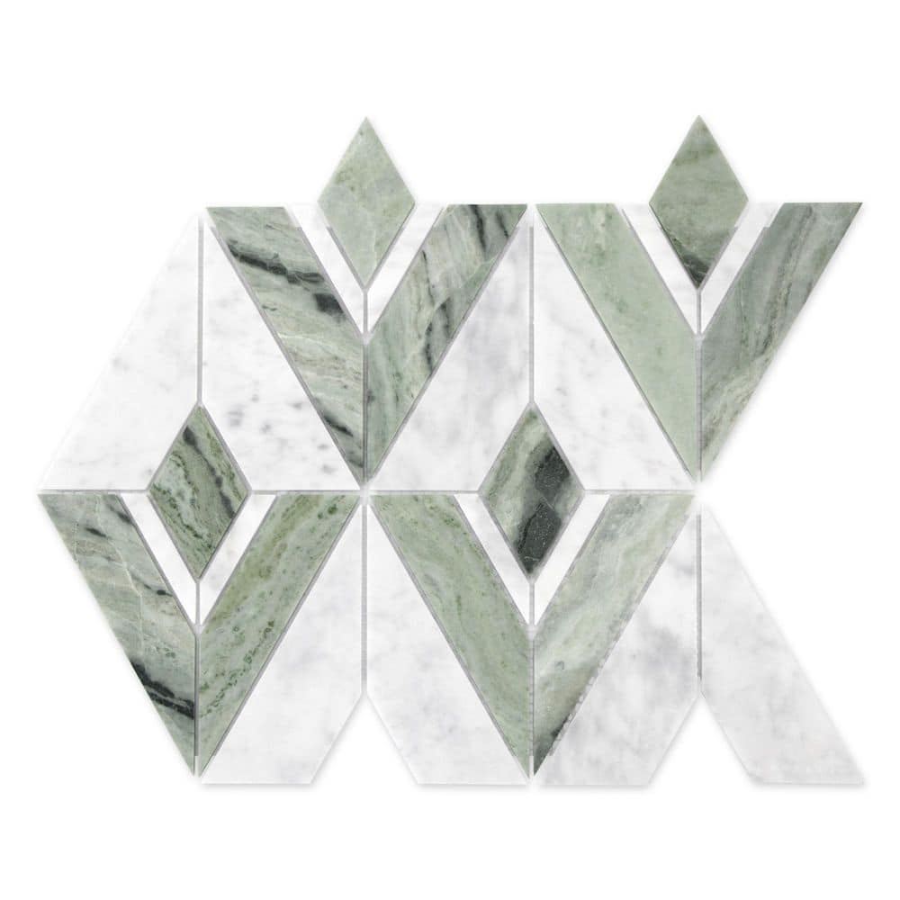 Rhombus Green and Carrara White 12.2 in. x 10.5 in. Honed Natural Marble Floor and Wall Mosaic Tile (4.45 sq. ft. /Case) price history on PriceWatchPro
