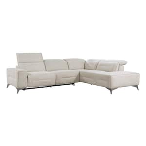 Weiser 108.5 in. Straight Arm 2-piece Chenille Power Reclining Sectional Sofa in. Sand with Right Chaise