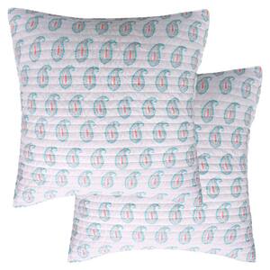 Tribeca Teal, Coral, White Paisley Quilted Cotton Euro Sham (Set of 2)