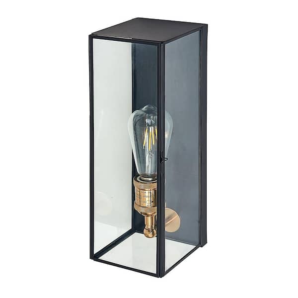 Unbranded Outdoor Decor 1-Light Black Dimmable Wall Sconce with Metal Shade