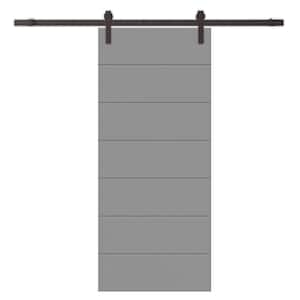 32 in. x 80 in. Light Gray Stained Composite MDF Paneled Interior Sliding Barn Door with Hardware Kit