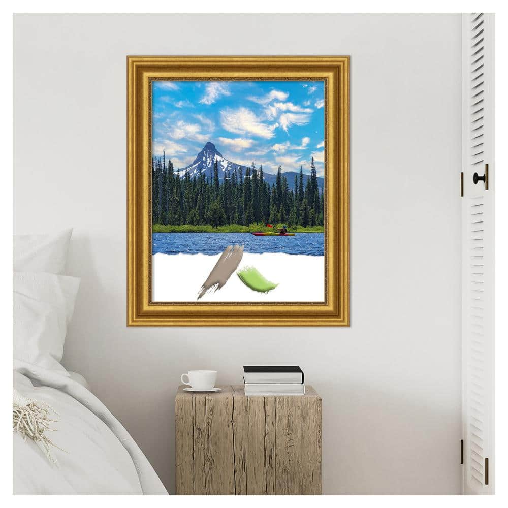 Antiqued Gold Rectangular Polystyrene Wall Picture Frame 34" x 28"