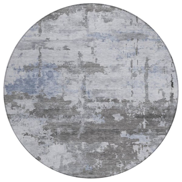 Chantille Machine Washable Indoor/Outdoor Abstract ACN2362 Taupe 8 ft. x 8 ft. Round Rug