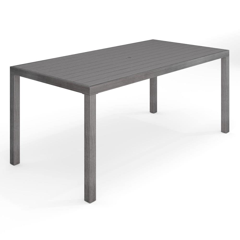Bedford Gray Brushed Woodgrain Aluminum 70 in. Indoor-Outdoor Patio Table price history on PriceWatchPro
