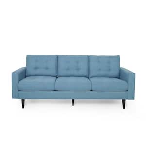 Adderbury 82.75 in. Blue Solid Fabric 3-Seat Lawson Sofa