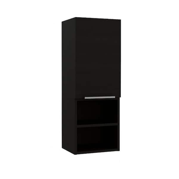 11.81 in. W x 32.17 in. H Rectangular Black MDF Surface Mount Medicine Cabinet without Mirror