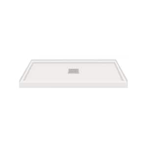 Linear 32 in. L x 48 in. W Alcove Shower Pan Base with Center Drain in Grey