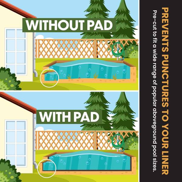 LinerLife Above Ground Pools Liner Pad 16 ft Pool Liner Pad Polyester in Black LL1632RE