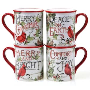 16 oz. Evergreen Christmas Multicolored Earthenware Mugs (Set of 4)