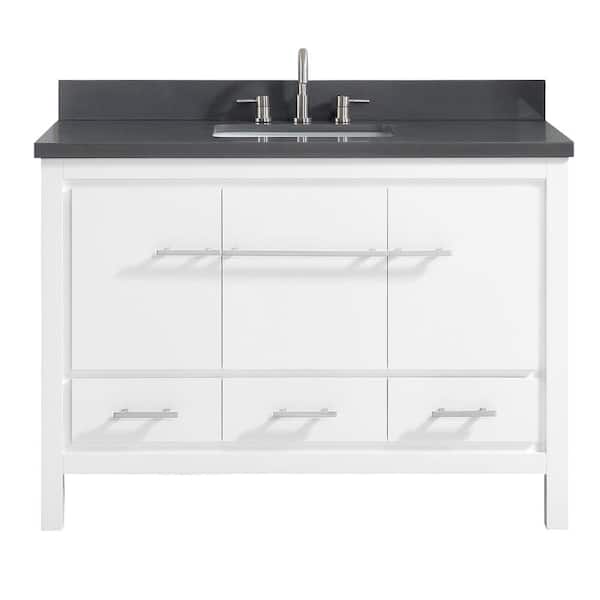 Azzuri Riley 49 in. W x 22 in. D x 34.8 in. H Bath Vanity in White with Quartz Vanity Top in Gray with Basin
