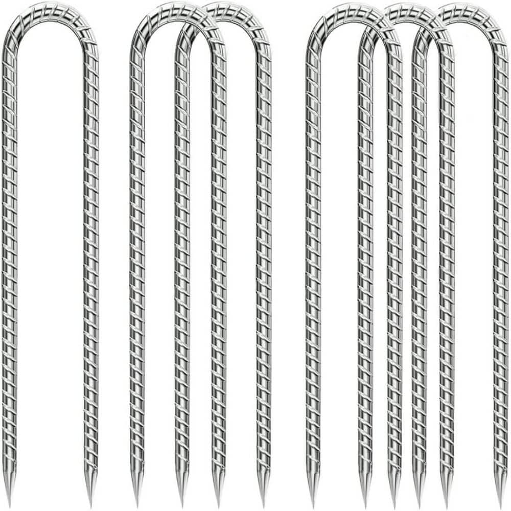 0.3 in. x 1 ft. Rebar Stake Ground Stake, Silver Heavy Duty Anti-Rust U-Hook for Garden Stake, Fence Chicken Coop, 6 Pcs price history on PriceWatchPro