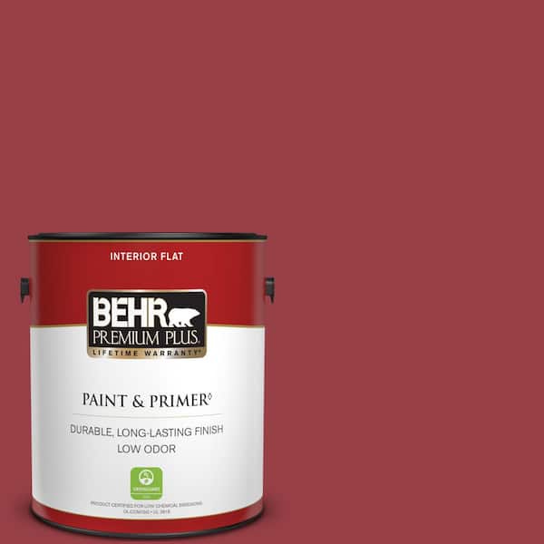 BEHR PREMIUM PLUS 1 gal. #140D-7 Classic Cherry Flat Low Odor Interior Paint & Primer