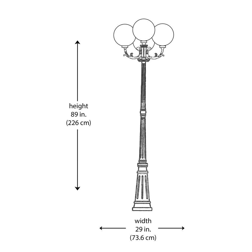 Classic White Cast Aluminum Outdoor Lamp Post - 89" Height